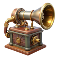extraordinary minimalist Steampunk phonograph cylinder with intricate engravings high resolution png