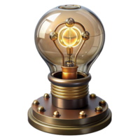 vibrant classic Steampunk lightbulb with intricate filaments and a brass base professional png