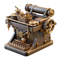 dramatic creative Steampunk typewriter with intricate keys and a metal carriage original png