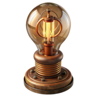 impressive abstract Steampunk lightbulb with intricate filaments and a brass base premium png
