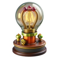 beautiful contemporary Steampunk lightbulb with intricate filaments and a brass base professional png