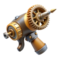 beautiful vintage Steampunk drill with intricate gears and a rotating bit premium png