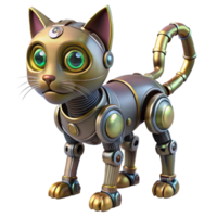 impressive abstract Steampunk robot cat with articulated legs and glowing eyes exclusive png