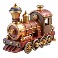 elegant traditional Steampunk train in miniature form with intricate details authentic png