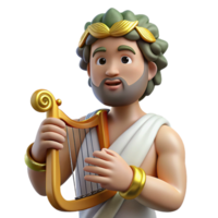 dramatic minimalist Apollo, God of Music and Light, playing lyre, premium png
