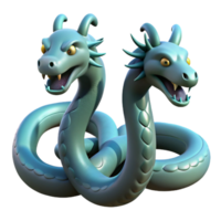 serene abstract Hydra, multi-headed serpent, coiled pose, professional png