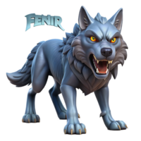 stunning modern Fenrir, monstrous wolf, bound by Gleipnir, genuine png