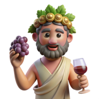 vibrant artistic Dionysus, god of wine and revelry, holding a grapevine original png