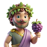 impressive rustic Dionysus, god of wine and revelry, holding a grapevine original png