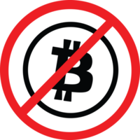 No Bitcoin, icon with a red prohibition sign. Perfect for financial, cryptocurrency, and regulatory them. png
