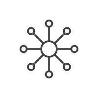 Hub and spoke line icon, outline sign, linear style pictogram isolated on white. Central database symbol, logo illustration. Pixel perfect vector