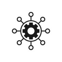 Project management icon. filled flat sign for mobile concept and web design. Hub and spokes and gear solid icon. Symbol, logo illustration. Pixel perfect graphics vector