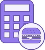 Colored Count Calories Icon. Illustration. Calculator and Hamburger. Healthy Lifestyle. Nutrition Concept vector