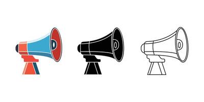 megaphone icon set, Minimal megaphone , use megaphone mike on hand, megaphone and loudspeaker icon, vector