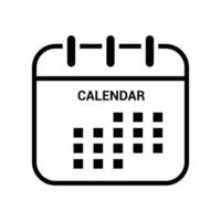 calendar icon in black outline, Calendar or appointment schedule flat icon. Calendar icon. Deadline. Date. Time, icon for apps and websites. vector