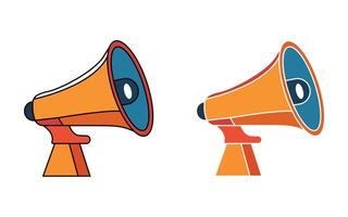 megaphone icon set, megaphone and loudspeaker icon, Minimal megaphone, use megaphone mike on hand, vector