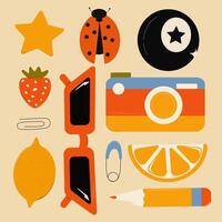 Set of stickers on the theme of summer vector
