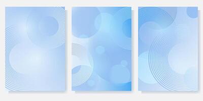 Set of abstract blue backgrounds with cyclic circles vector