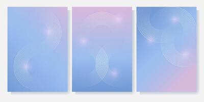 Set of abstract pink and blue backgrounds with cyclic circles vector