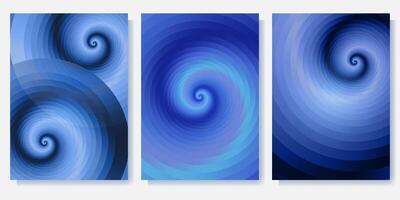 set of poster backgrounds with abstract spiral circles vector