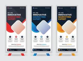 Modern Business Promotion Roll Up Banner with Three Color Combination vector