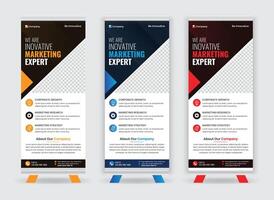 Elegant Corporate Roll Up Banner Design with Three Color Combination vector