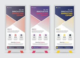 Corporate Business Roll Up Banner Design Three Color Combination vector