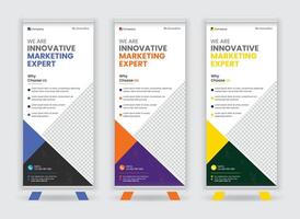 Corporate Business Roll Up Banner Design with Three Color Combination vector