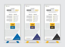 Real Estate Property Roll Up Banner Display with Three Color Combination vector