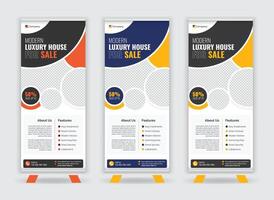 Property Sale Promotional Roll Up Banner with Three Color Combination vector