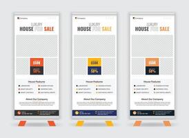 Professional Real Estate Business Roll Up Banner with Three Color Combination vector