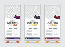 Property Investment Promotional Roll Up Banner Design with Three Color Combination vector