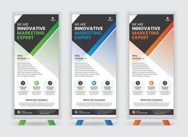 Corporate Business Roll Up Banner Template with Three Color Combination vector
