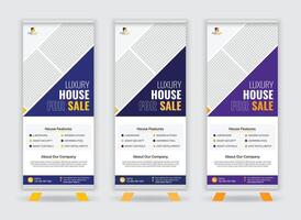 Apartment Sale or Rental Roll Up Banner Design with Three Color Combination vector