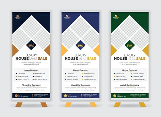 Real Estate Roll Up Banner with Three Color Combination