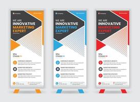 Professional Marketing Roll Up Banner Template with Three Color Combination vector