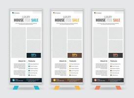 Elegant Home Selling Roll Up Banner Design with Three Color Combination vector