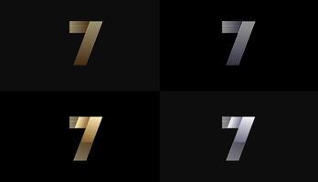 Number Design Line Stripes in Luxury Gold 7th, 7th Years Anniversary with Gold Metallic Line ,Luxury, Line and shape concept. vector