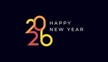 Happy New Year 2026 minimal geometric style colourful. Celebration, greeting card, invitation, calendar concept. Design template post new year 2026. vector