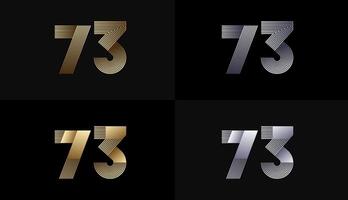Number Design Line Stripes in Luxury Gold 73th, 73th Years Anniversary with Gold Metallic Line ,Luxury, Line and shape concept. vector