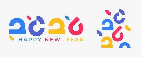 contento nuevo año 2026 minimalista geométrico formas vistoso, celebracion, saludo tarjeta, invitación, calendario concepto. diseño modelo enviar nuevo año 2026. vector