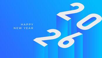 Happy New Year 2026 3d isometric futuristic gradient blue, celebration, greeting card, invitation, calendar concept. Design template post new year 2026. vector