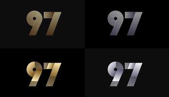 Number Design Line Stripes in Luxury Gold 97th, 97th Years Anniversary with Gold Metallic Line ,Luxury, Line and shape concept. vector
