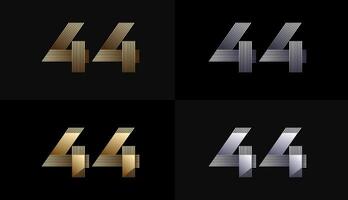 Number Design Line Stripes in Luxury Gold 44th, 44th Years Anniversary with Gold Metallic Line ,Luxury, Line and shape concept. vector