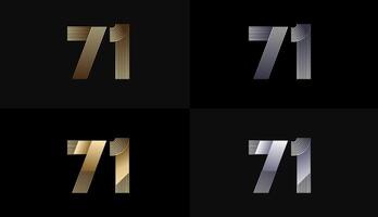 Number Design Line Stripes in Luxury Gold 71th, 71th Years Anniversary with Gold Metallic Line ,Luxury, Line and shape concept. vector