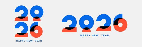 Happy New Year 2026 minimalist geometric style with bright colourful, celebration, greeting card, invitation, calendar concept. Design template post new year 2026. vector