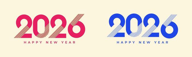 Happy New Year 2026 geometric shape and stipes line, celebration, greeting card, invitation, calendar concept. Design template post new year 2026. vector