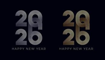 Happy New Year 2026 minimal geometric stripes line in gold and silver, celebration, greeting card, invitation, calendar concept. Design template post new year 2026. vector
