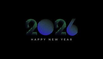 Happy New Year 2026 halftone stripes line in vibrant colour, celebration, greeting card, invitation, calendar concept. Design template post new year 2026. vector