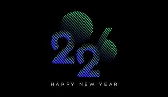 Happy New Year 2026 halftone stripes line in vibrant, celebration, greeting card, invitation, calendar concept. Design template post new year 2026. vector